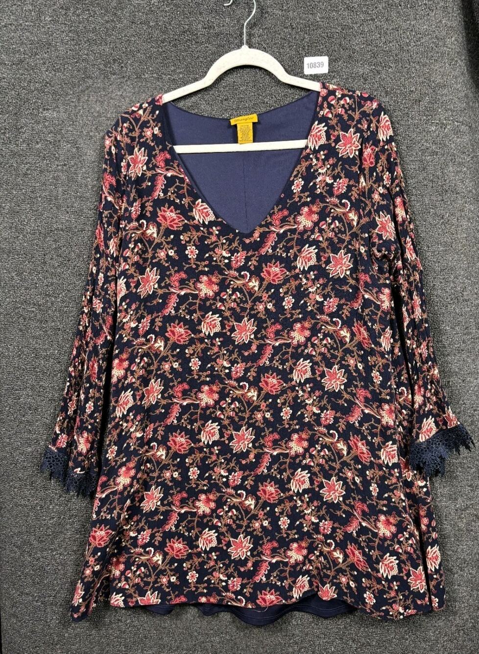 Madewell Antique Floral Print Blouse Shirt Womens Size XL Multicolor 3/4 Sleeves